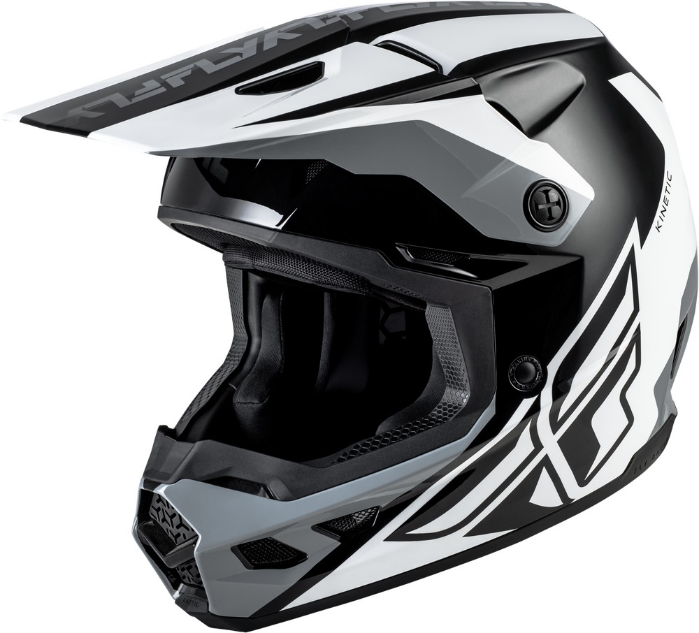Fly Racing Kinetic Crest Helmet - Black/White/Grey