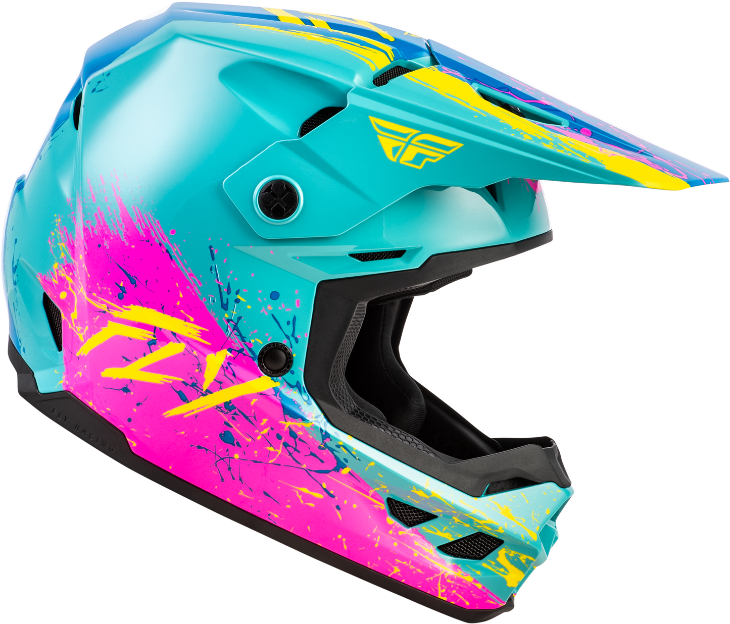 Youth Kinetic Drip Helmet Turquoise/Pink/Yellow Yl