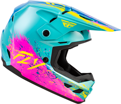 Youth Kinetic Drip Helmet Turquoise/Pink/Yellow Yl