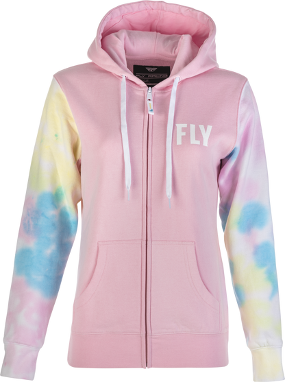 Women's Fly Tie Dye Zip Up Hoodie Pink/Yellow/Blue Sm