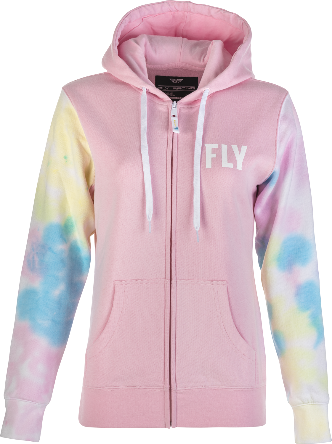 Women's Fly Tie Dye Zip Up Hoodie Pink/Yellow/Blue Lg