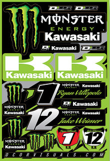 Decal Sheet Team Monster Energy Kawasaki 12"X18"