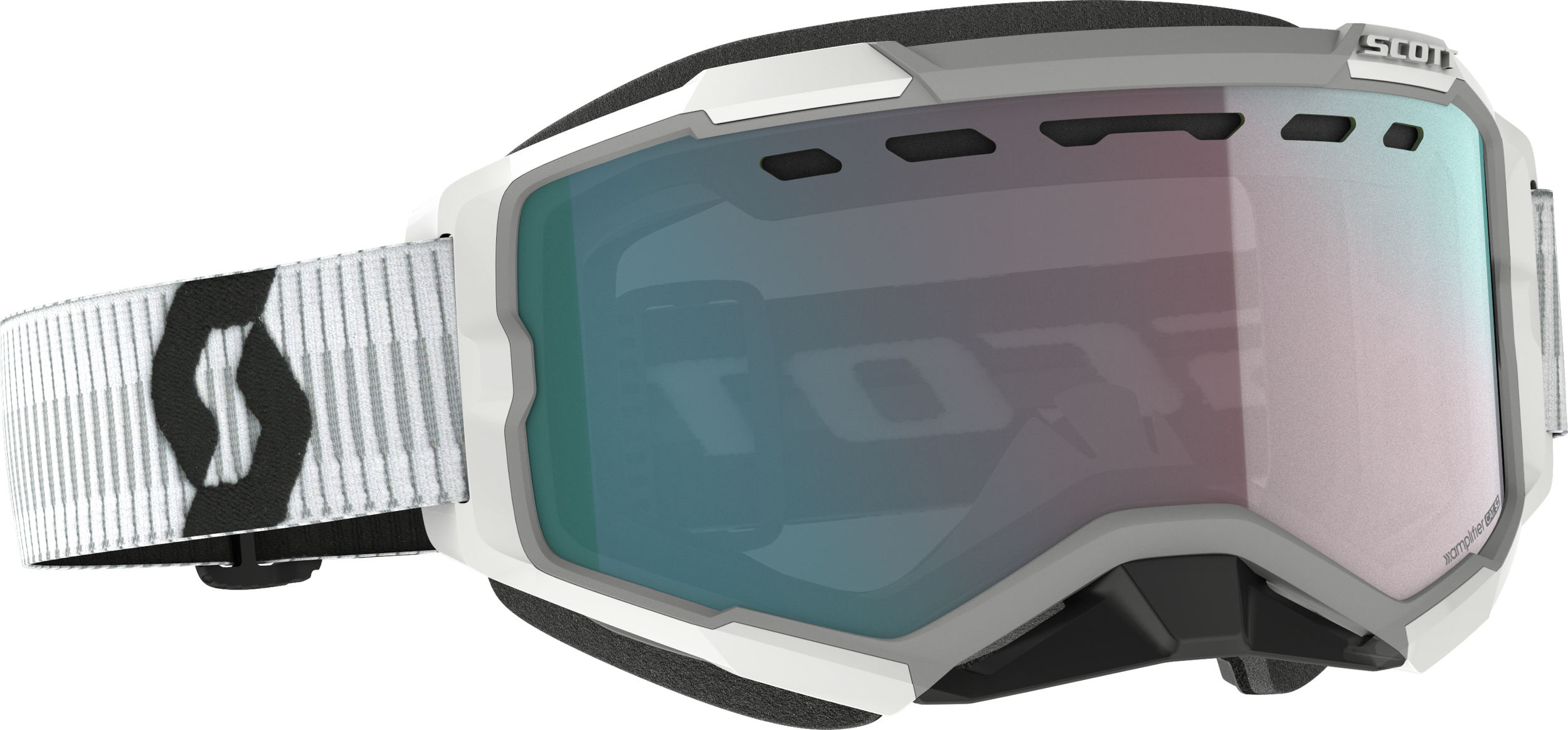 Fury Goggle Snow Cross White W/Enh Aqua Chrome