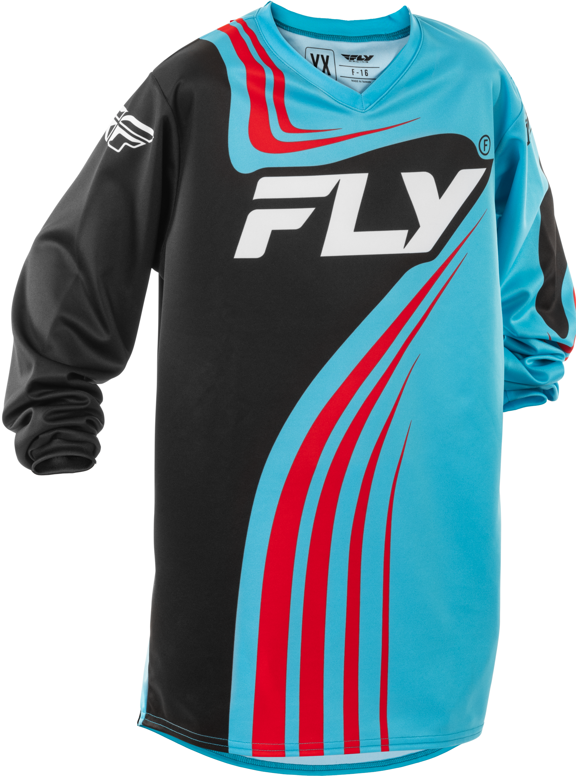 Youth F 16 Jersey Cyan/Black/Red Yxl