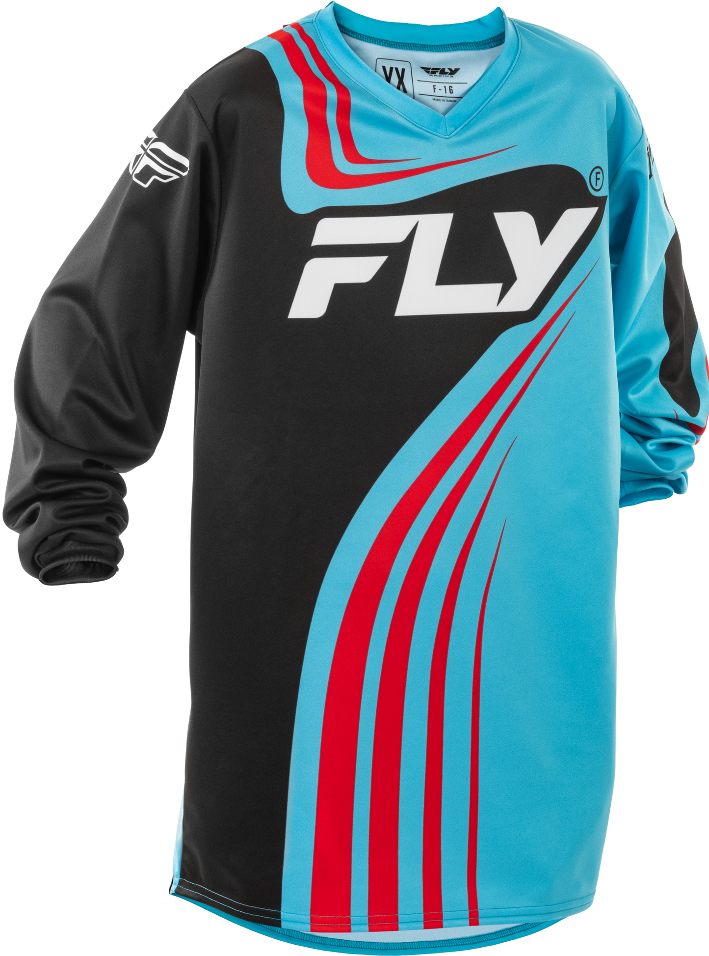 Youth F 16 Jersey Cyan/Black/Red Ym
