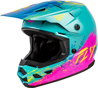 Youth Kinetic Drip Helmet Turquoise/Pink/Yellow Yl