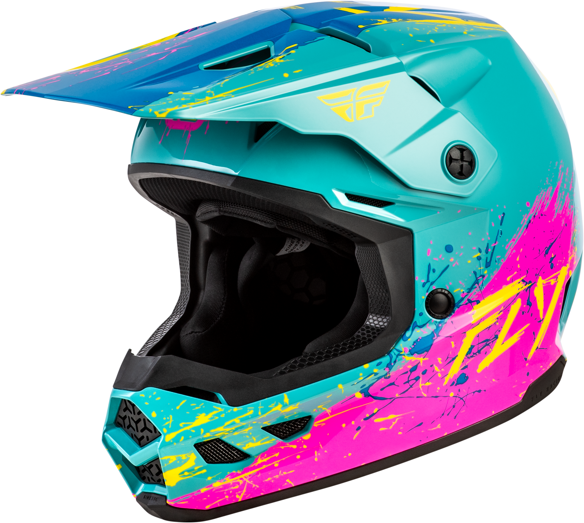Youth Kinetic Drip Helmet Turquoise/Pink/Yellow Ym