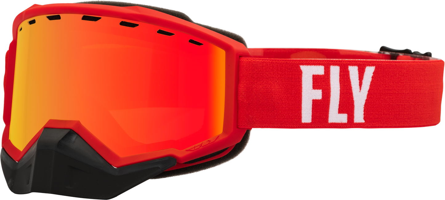 Focus Snow Goggle Red/White W/ Red Mirror/Amber Lens