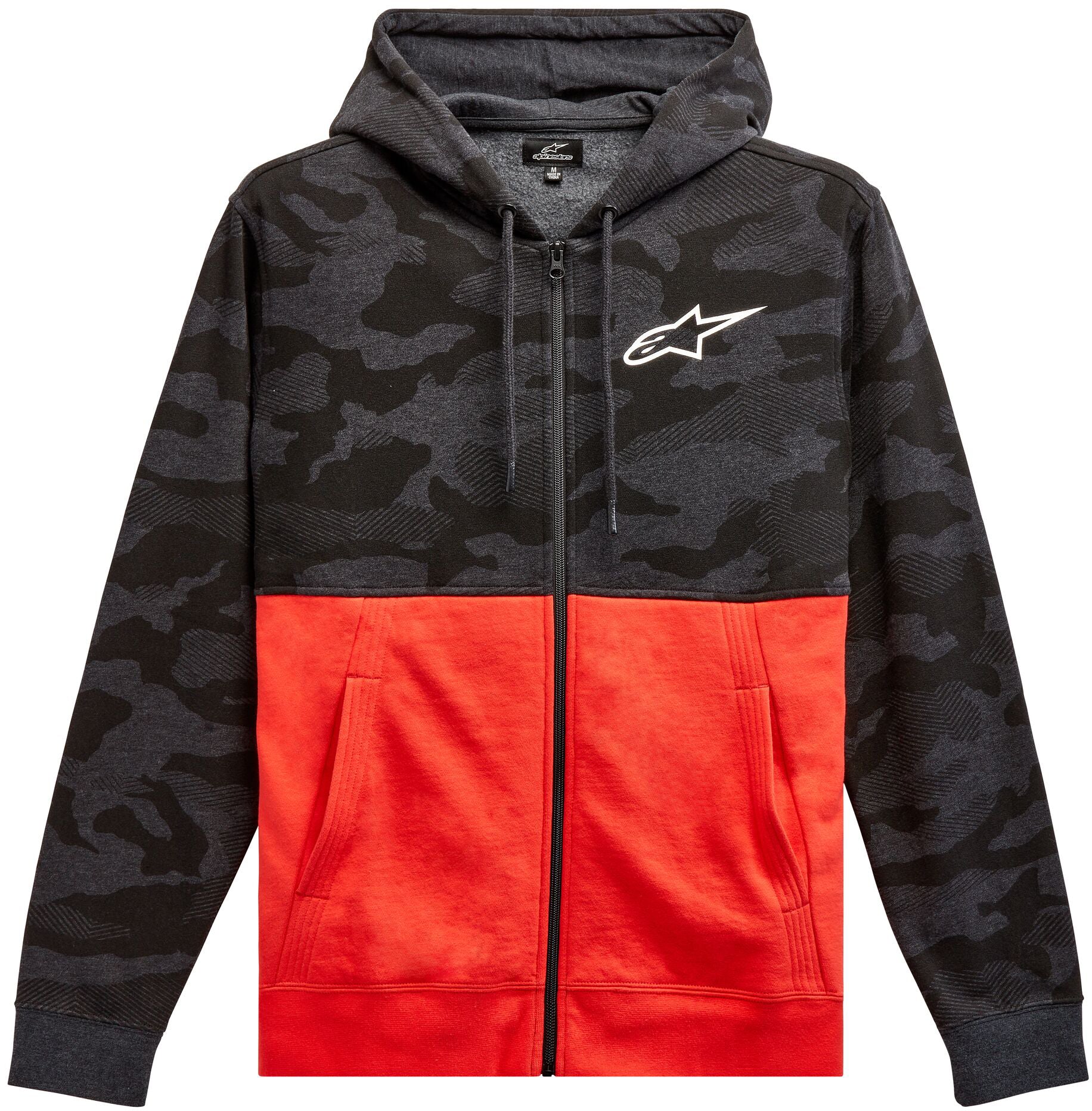 Camo Block Hoodie Char Htr/Wrm Rd Sm