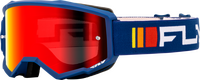 37-51521 FLY RACING ZONE GOGGLE NAVY/WHITE W/ RED MIRROR/SMOKE LENS