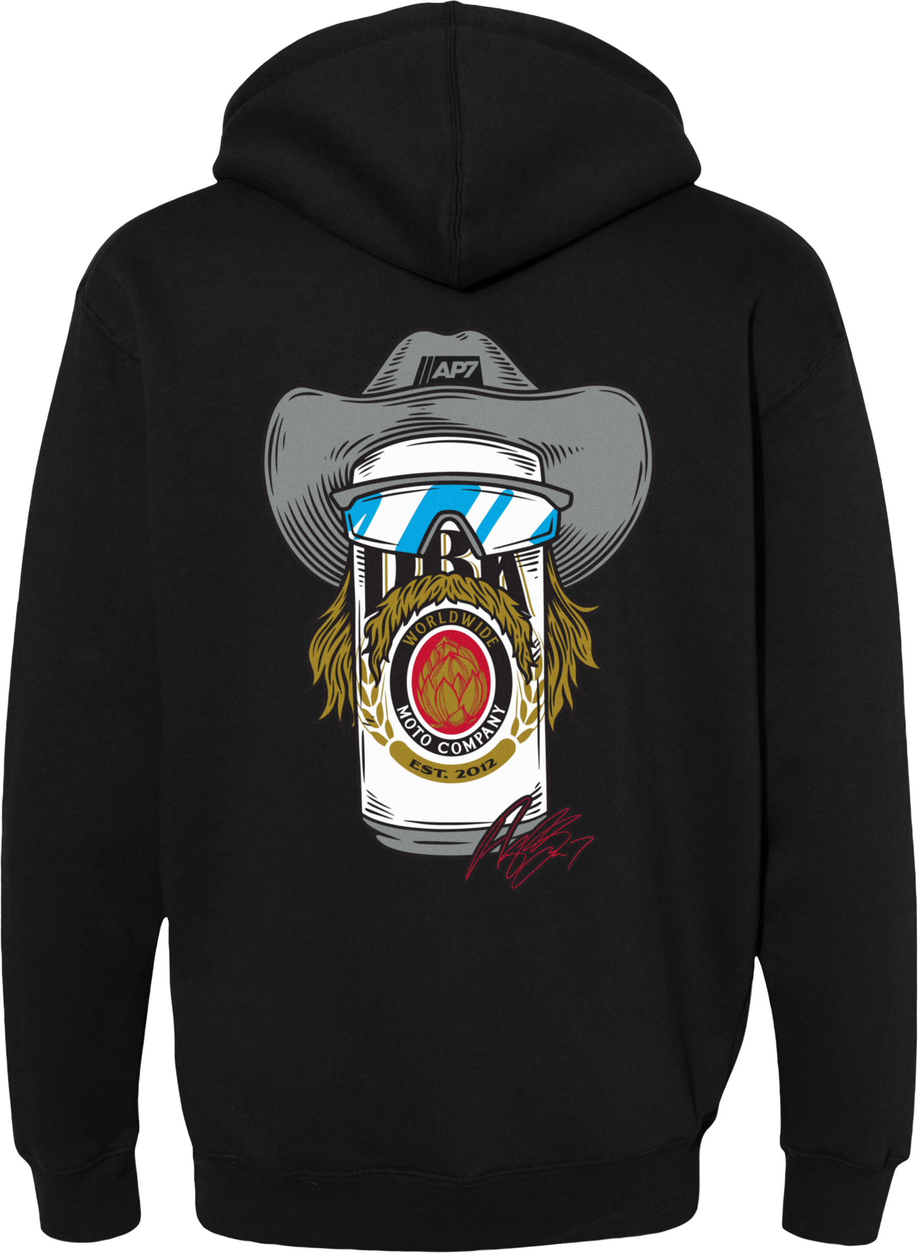Stache Mullet Moto Hoodie Black Lg