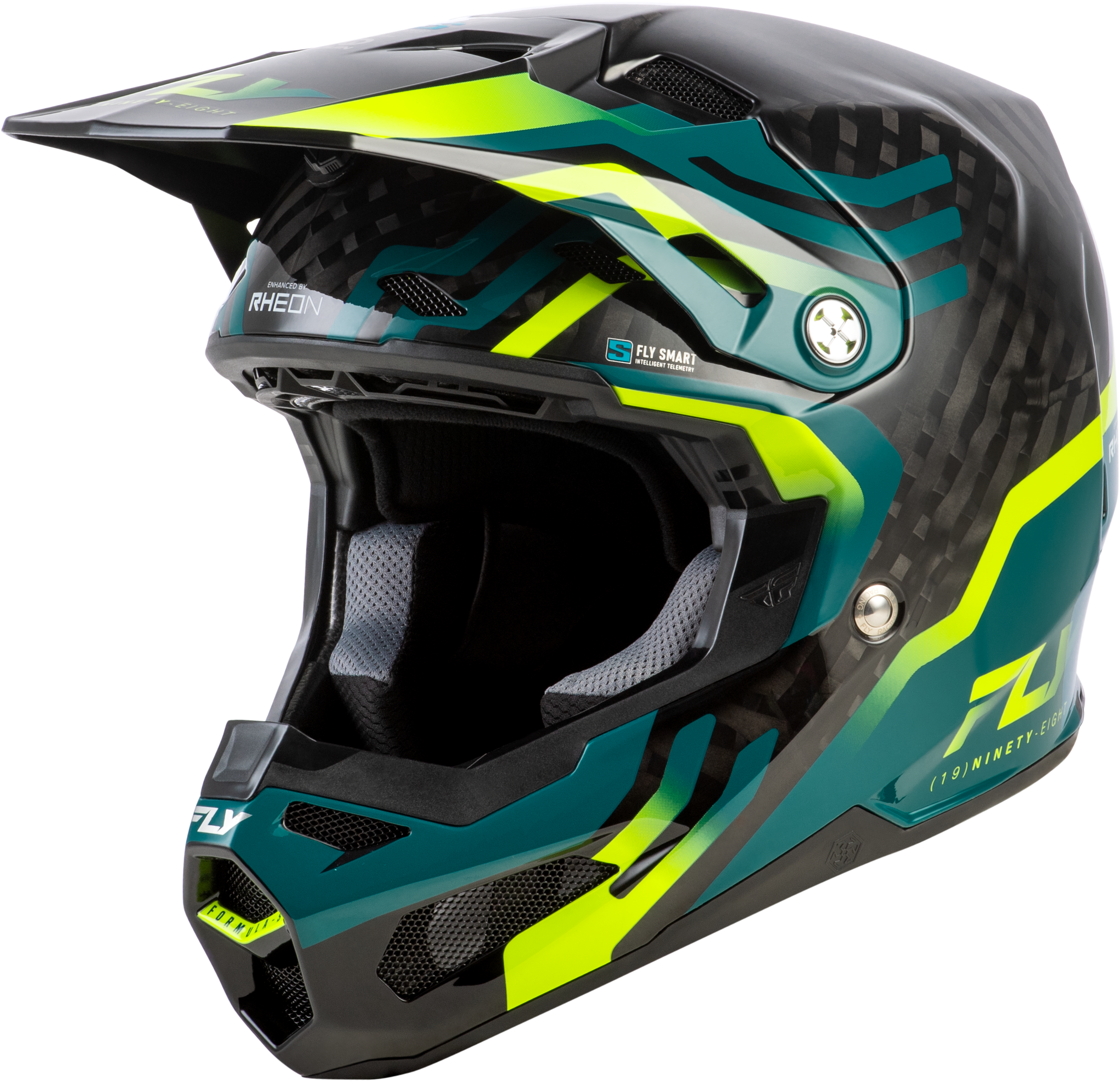 Formula S Carbon Byte Helmet Black Carbon/Teal/Lime Lg