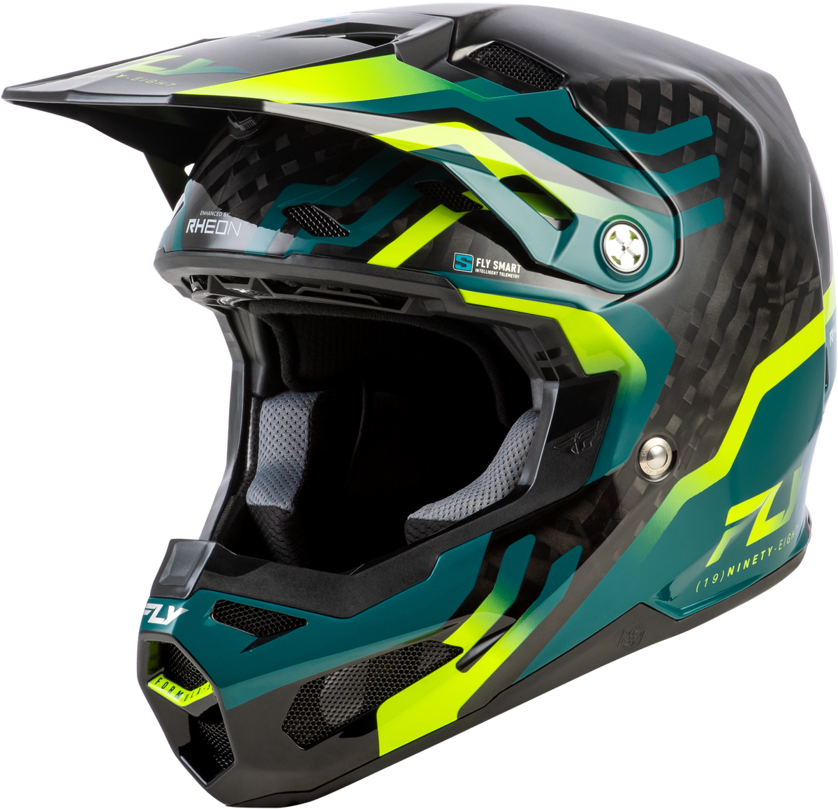 Formula S Carbon Byte Helmet Black Carbon/Teal/Lime Md