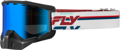 Focus Snow Goggle Red/Whte W/Smoke/Dark Blue Lens