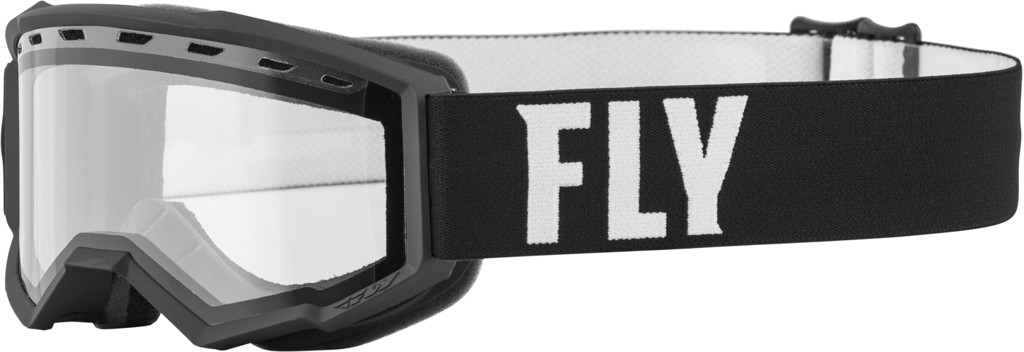 Youth Focus Snw Goggle Blk/Wht W/ Clear Lens