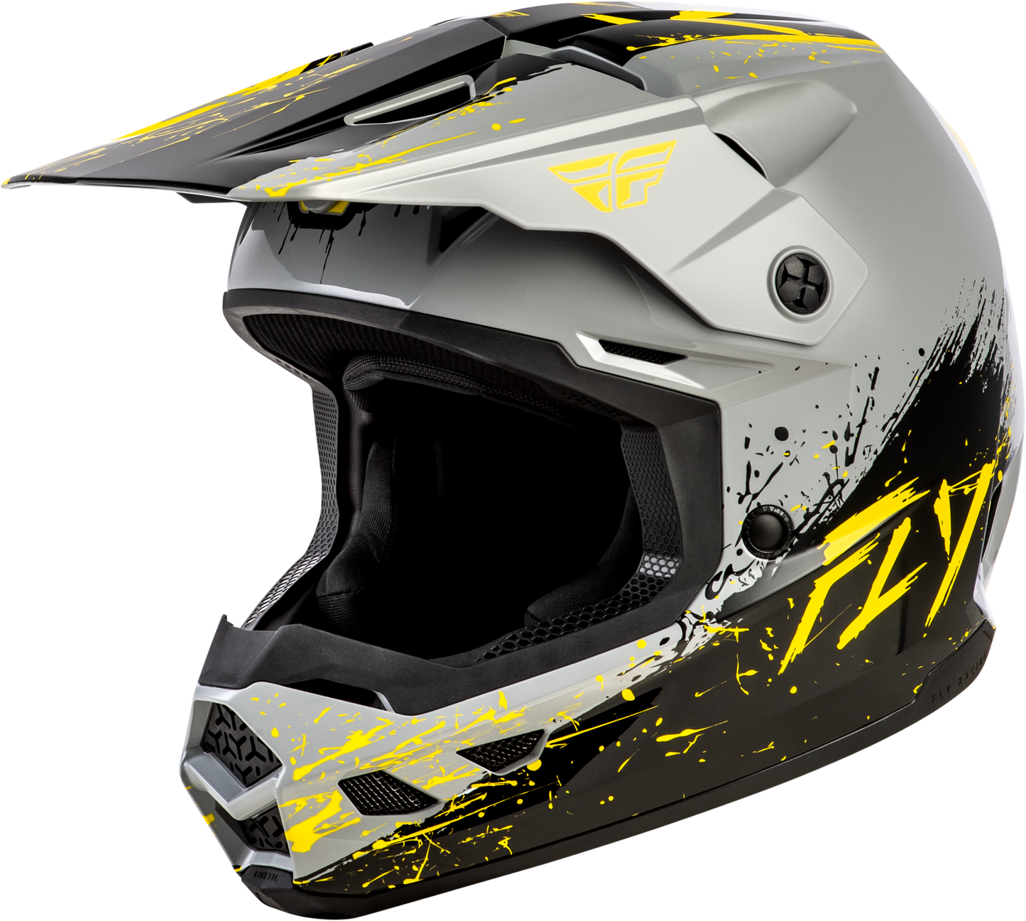 Youth Kinetic Drip Helmet Grey/Black/Yellow Ys