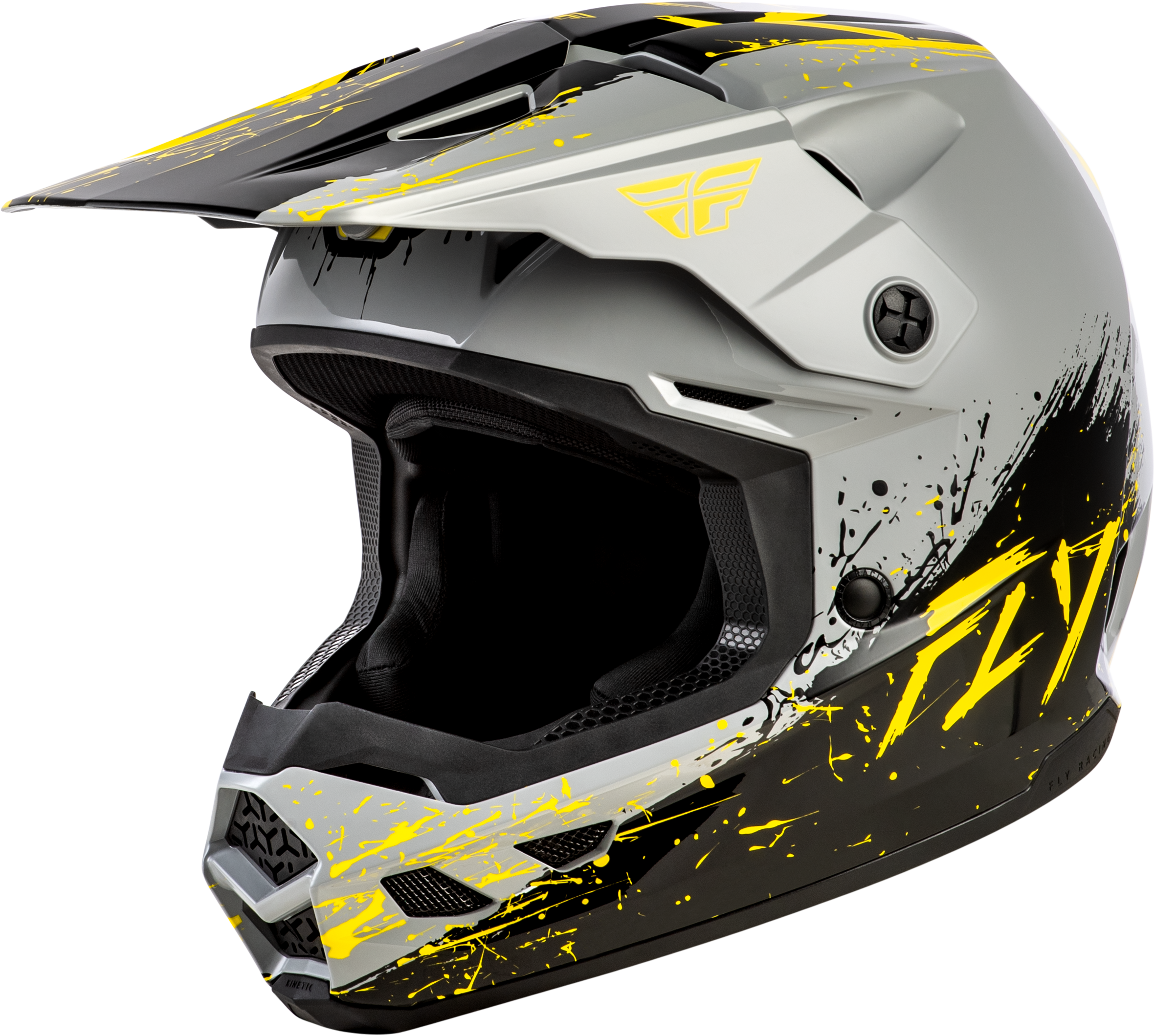 Youth Kinetic Drip Helmet Grey/Black/Yellow Ys