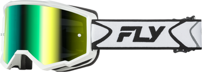 Youth Zone Goggle White/Black W/ Iridescent Grn Mirror Lens